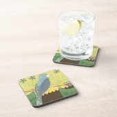 Kleurrijke vogel op een draad drankjes onderzetter (Rechterzijde)