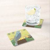 Kleurrijke vogel op een draad kartonnen onderzetters (Insitu)