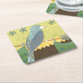 Kleurrijke vogel op een draad kartonnen onderzetters (Schuin)