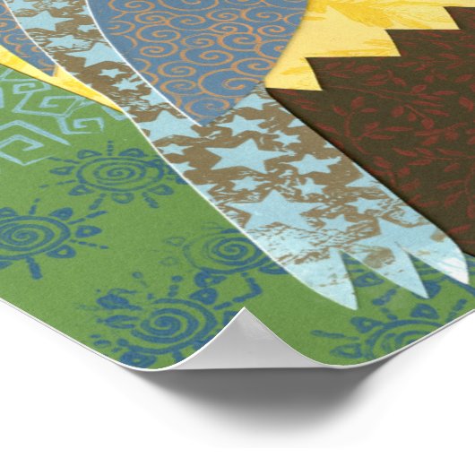 Kleurrijke vogel op een draad poster (Hoek)