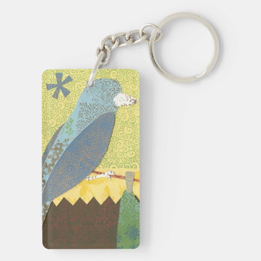 Kleurrijke vogel op een draad sleutelhanger (achterkant)