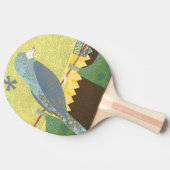 Kleurrijke vogel op een draad tafeltennisbatje (Zijkant)