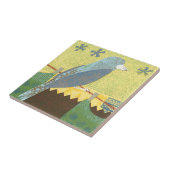 Kleurrijke vogel op een draad tegeltje (Zijkant)