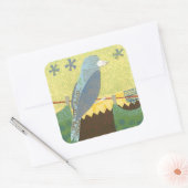 Kleurrijke vogel op een draad vierkante sticker (Envelop)