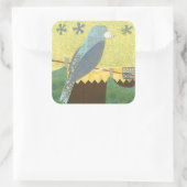 Kleurrijke vogel op een draad vierkante sticker (Tas)