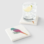 Kleurrijke vogel op een Onderzetter van de Steen v (Zijkant)