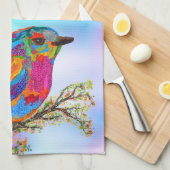 Kleurrijke Vogel op een Tak 1/2 Vouw Keuken Handdo Theedoek (Quarter Fold)