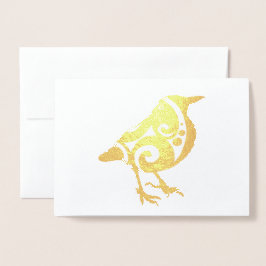 Kleurrijke vogel op maat gemaakte tekst echt folie kaarten