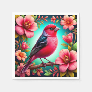 Kleurrijke vogel op tak servet