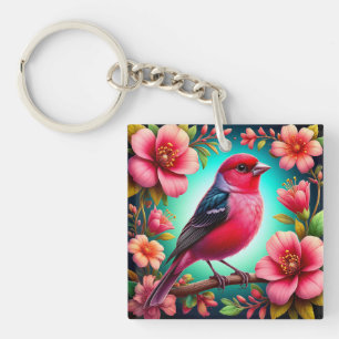 Kleurrijke vogel op tak sleutelhanger