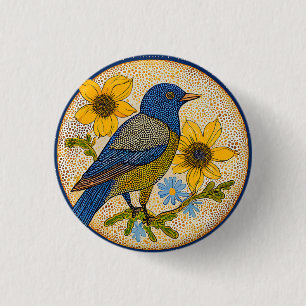 Kleurrijke vogel  ronde button 3,2 cm
