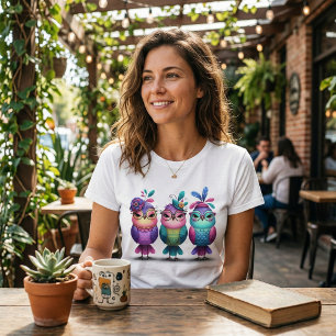 Kleurrijke Vogel Trio T-shirt