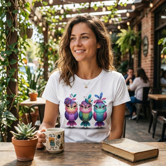 Kleurrijke Vogel Trio T-shirt