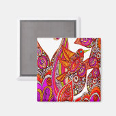 Kleurrijke vogel van het paradijs witte magneet (Voorkant / Achterkant)