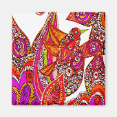 Kleurrijke vogel van het paradijs witte magneet (Voorkant)