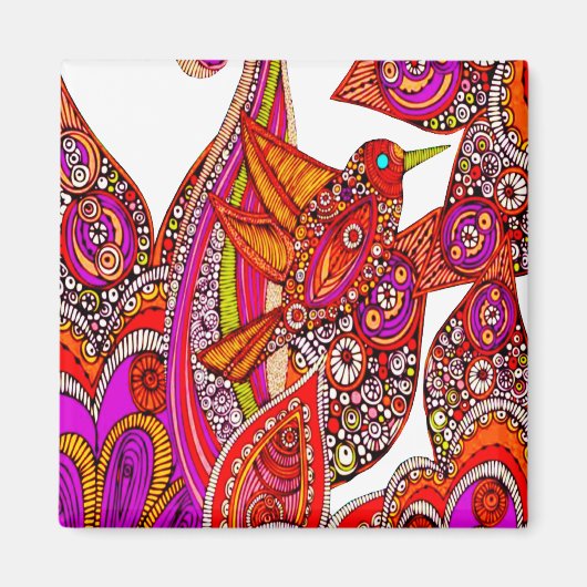 Kleurrijke vogel van het paradijs witte magneet (Voorkant)