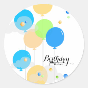 Kleurrijke vogelballonnen en schilderdruppels ronde sticker