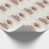 Kleurrijke vogelballonnen met taart en Cadeaus Cadeaupapier (Hoek)