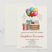 Kleurrijke vogelballonnen met taart en Cadeaus Kaart (Voorkant / Achterkant)