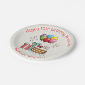 Kleurrijke vogelballonnen met taart en Cadeaus Papieren Bordje (Gekanteld)