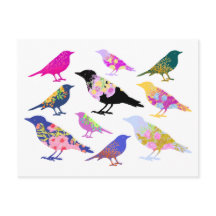 Kleurrijke vogelbloemen verlaten Chic Florence Ani