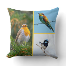 Kleurrijke vogelcollage decoratieve kussensloop
