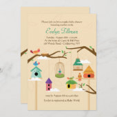 Kleurrijke Vogelhuisjes Uitnodiging (Voorkant / Achterkant)