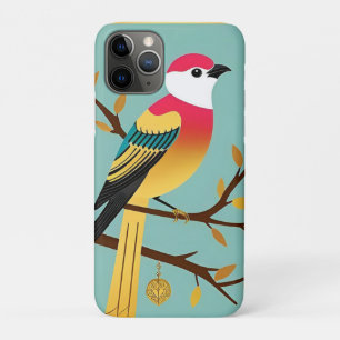 Kleurrijke Vogelillustratie in een Gouden Lijst Case-Mate iPhone Case