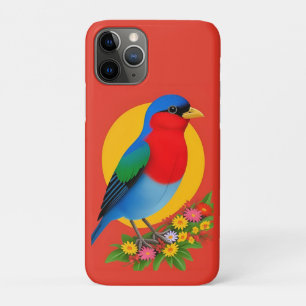 Kleurrijke Vogelillustratie met Bloemige Achtergro Case-Mate iPhone Case