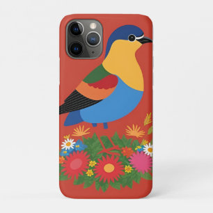 Kleurrijke Vogelillustratie Met Bloemige Achtergro Case-Mate iPhone Case