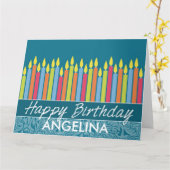 Kleurrijke vogelkaarsen met aangepaste naam kaart (Gele Bloem)