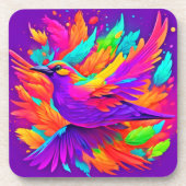 Kleurrijke vogelkunst bier onderzetter (Voorkant)