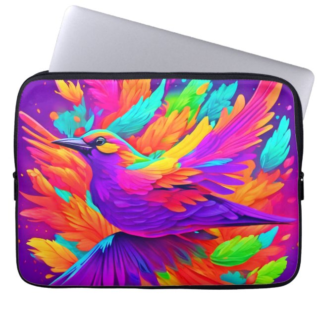 Kleurrijke vogelkunst laptop sleeve (Voorkant)