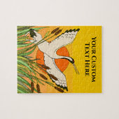 Kleurrijke vogelkunst met cattails en zonnehemel legpuzzel (Horizontaal)