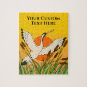 Kleurrijke vogelkunst met cattails en zonnehemel legpuzzel (Verticaal)