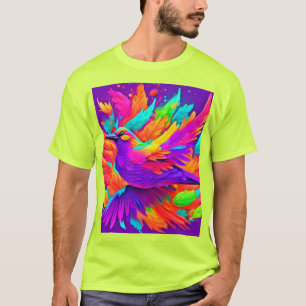 Kleurrijke vogelkunst t-shirt