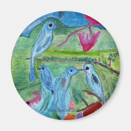 Kleurrijke vogelmagneet magneet (Voorkant)