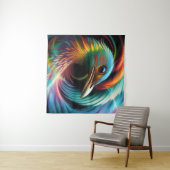 Kleurrijke vogelpekelveren die rondzwemmen wandkleed (In Situ (horizontaal))