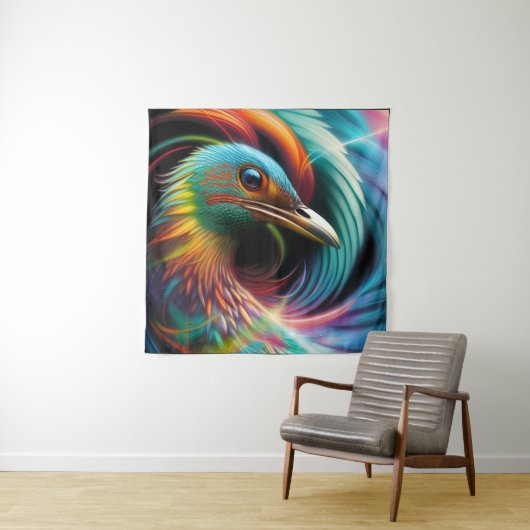 Kleurrijke vogelpekelveren die rondzwemmen wandkleed (In situ)