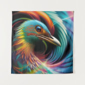 Kleurrijke vogelpekelveren die rondzwemmen wandkleed (Voorkant)