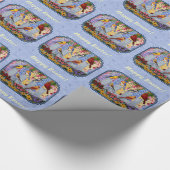 Kleurrijke vogelpest Blauw Cadeaupapier (Hoek)