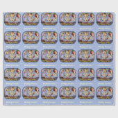 Kleurrijke vogelpest Blauw Cadeaupapier (Vlak)