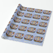 Kleurrijke vogelpest Blauw Cadeaupapier (Uitgerold)
