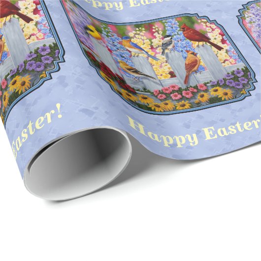 Kleurrijke vogelpest Blauw Cadeaupapier (Rol Hoek)