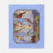 Kleurrijke vogelpest Blauw Fleece Deken (Voorkant)