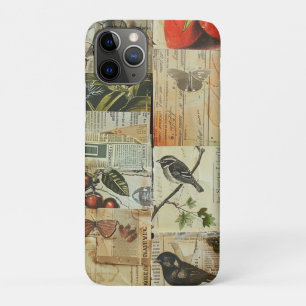 Kleurrijke Vogels Antieke Krant Natuur Collage Case-Mate iPhone Case