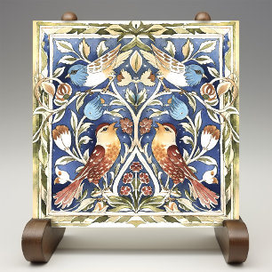 Kleurrijke Vogels & Bloemen Kunst en Ambachten Tegeltje