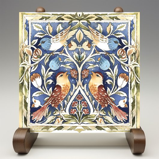 Kleurrijke Vogels & Bloemen Kunst en Ambachten Tegeltje