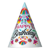 Kleurrijke vogels, Bloemen Mexicaans Patroon Feesthoedjes (Voorkant)