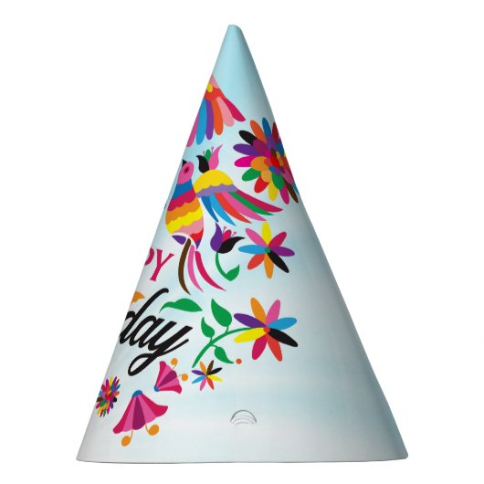 Kleurrijke vogels, Bloemen Mexicaans Patroon Feesthoedjes (Rechts)